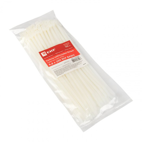EKF Basic Хомут нейлоновый (4,8х250) (100шт.)