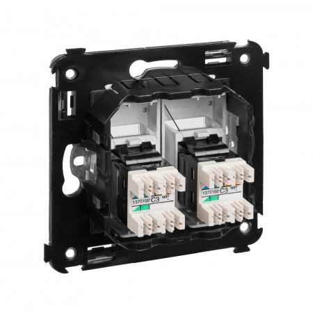 DKC Avanti Закаленная сталь телефонная розетка RJ-12 двойная