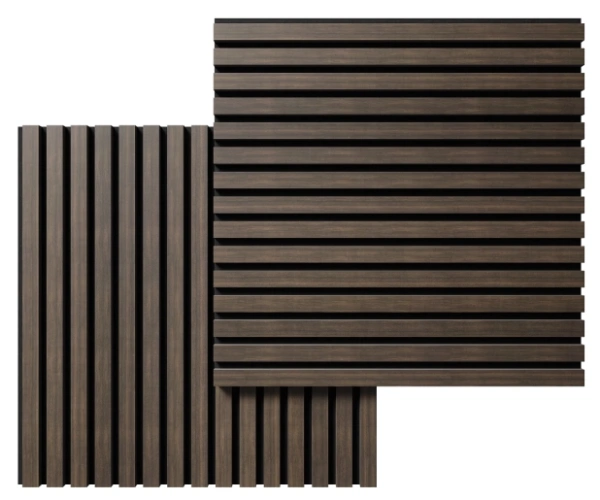 Акустическая панель, черный войлок, 600х600х21мм, рейки МДФ, шпон дуб маррон коричневый Акустическая панель, черный войлок, 600х600х21мм, рейки МДФ, шпон дуб маррон коричневый