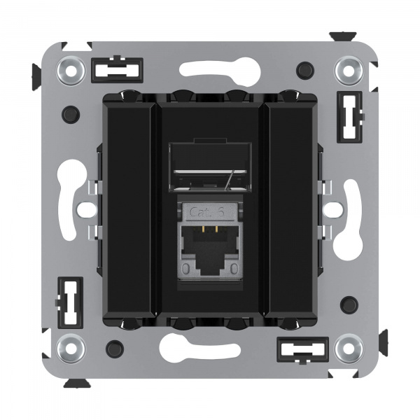 DKC Avanti Черный квадрат Компьютерная розетка RJ-45 одинарная  категория  6 экранированная