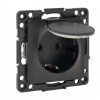 EKF PROxima Стокгольм Черный Розетка с/з, со шторками и крышкой, 16А, IP44