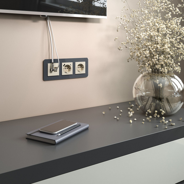 Розетка ТВ+Ethernet RJ-45 6 cat. (слоновая кость) W1181303