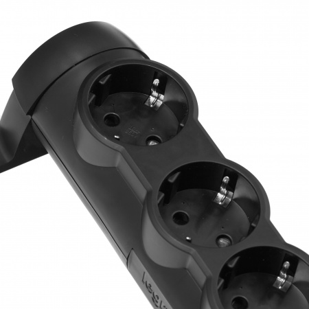 Legrand Комфорт Черный Удлинитель 6x2К+З с выкл., без кабеля, фиксир. поворотный блок, возможно крепление к стене