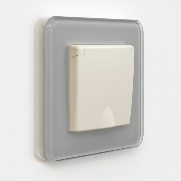 Розетка с заземлением и шторками c крышкой IP44 айвори матовый W1171262