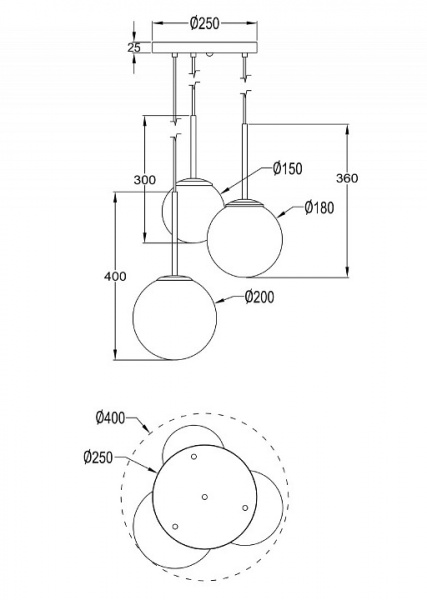 Подвесной светильник MOD321PL-03G Maytoni Basic form