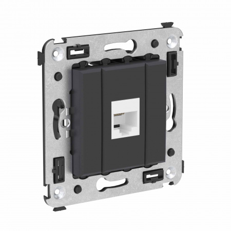 DKC Avanti Телефонная розетка RJ-12 без шторки в стену одинарная, Черный матовый