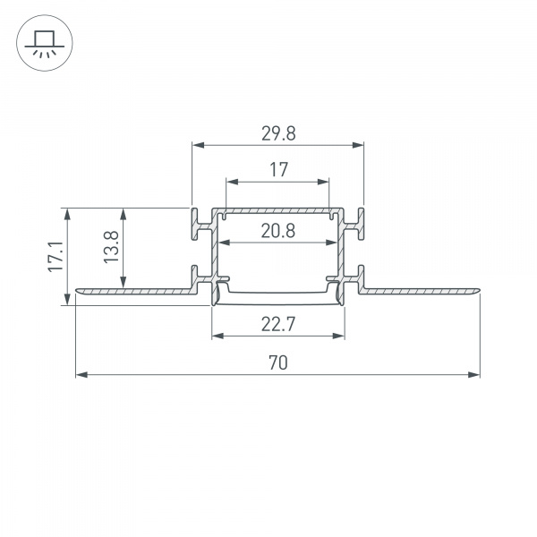 Arlight Профиль FANTOM-BENT-W23-TOP-2000 ANOD (Алюминий)