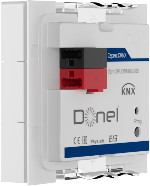 Donel Сенсорный кнопочный модуль KNX, 3 группы, 55 мм, встроенный датчик температуры, белый, DPLEWH060200