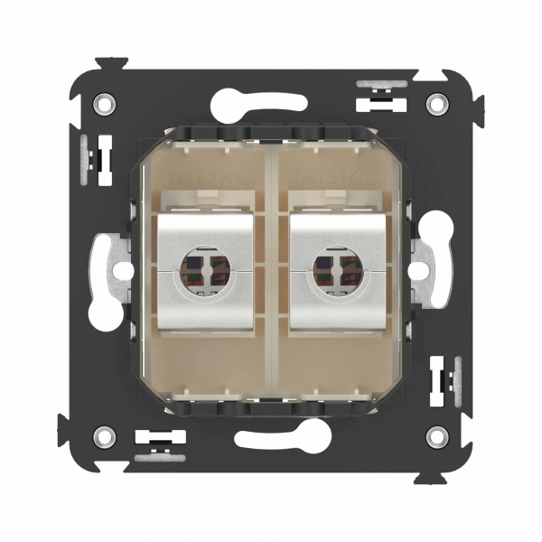 DKC Avanti Компьютерная розетка RJ-45 без шторки в стену, кат.6 двойная экранированная, Ванильная дымка