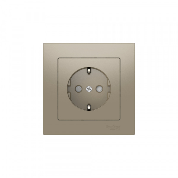 Systeme Electric AtlasDesign Шампань Розетка с заземлением со шторками, 16А, в сборе, быстрозажим. клем.
