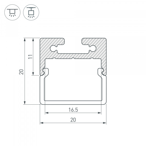 Профиль с рассеивателем Arlight SL-LINE-2011M-2500 BLACK+OPAL SQUARE 027993