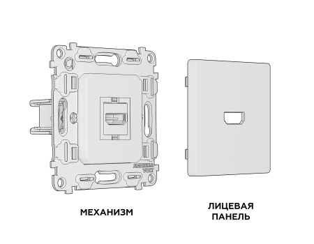 Комплект механизма розетки ALFA MA211010 Жемчуг 2USB A+C 20W быстрая зарядка QUANT