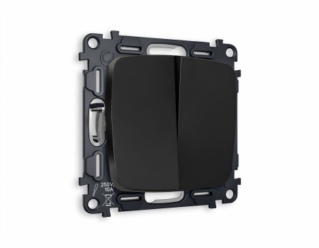 Комплект механизма 2-клавишного выключателя OMEGA MO803010 Черный матовый QUANT