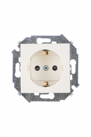 Simon 15 Бежевая Розетка с/з, со шторками, 16А, 250В, винт.зажим