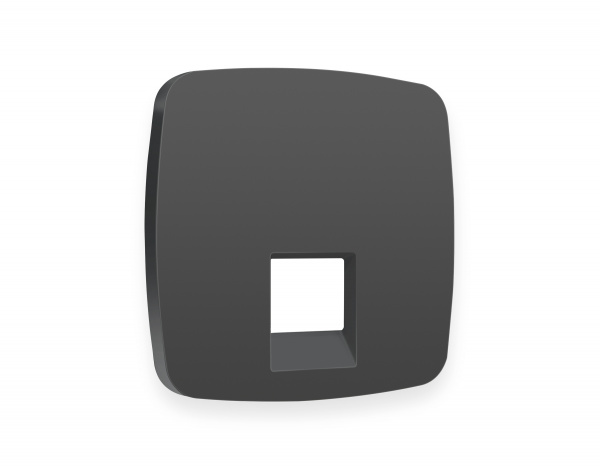 Лицевая панель OMEGA (Графит Мягкое касание) для компьютерной/телефонной розетки RJ-45/RJ-11 QUANT OP9120