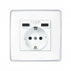 Simon 82 Накладка для розетки Schuko с зарядным устройством 2хUSB белого цвета