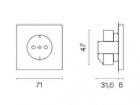 Розетка встраиваемая VOLTUM S70 с заземлением и защитными шторками, 16А, (белый матовый)