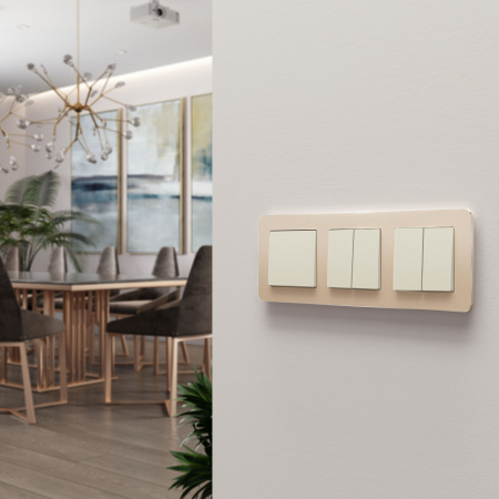 Рамка из металла на 3 поста Platinum шампань W0032611