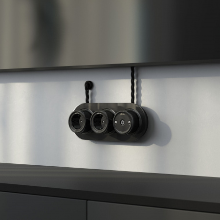 Втулка для вывода кабеля из стены 2 шт. черная ретро W6421108