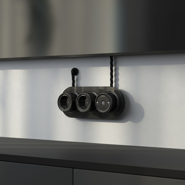 Втулка для вывода кабеля из стены 2 шт. черная ретро W6421108 Втулка для вывода кабеля из стены 2 шт. черная ретро W6421108