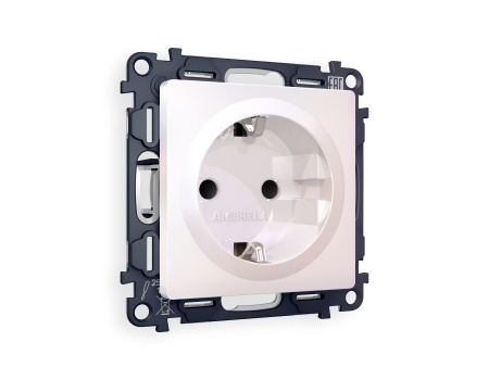 Комплект механизма электрической розетки ALFA MA207010 Жемчуг с заземлением со шторками 2P+E 16A-250V QUANT