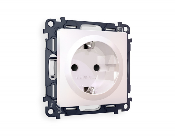 Комплект механизма электрической розетки ALFA MA207010 Жемчуг с заземлением со шторками 2P+E 16A-250V QUANT