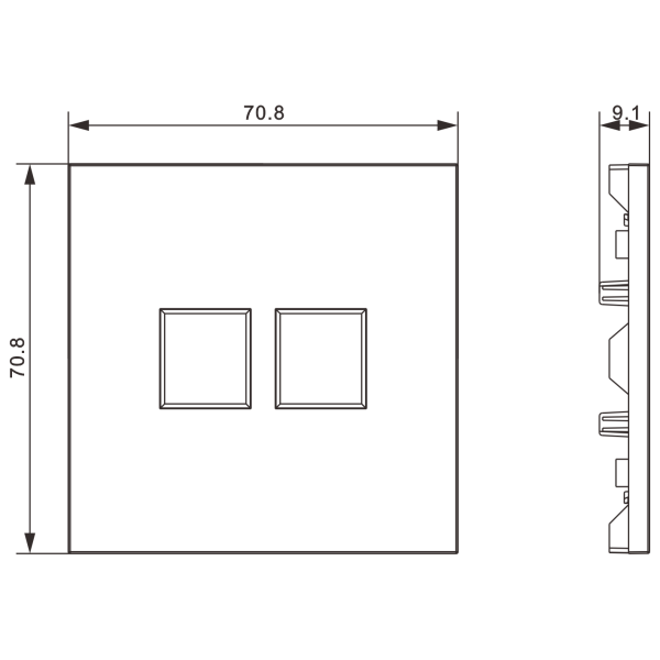 Donel Накладка 2-я для розеток RJ45, TV, SAT, серый графит, серия S08, DS86959
