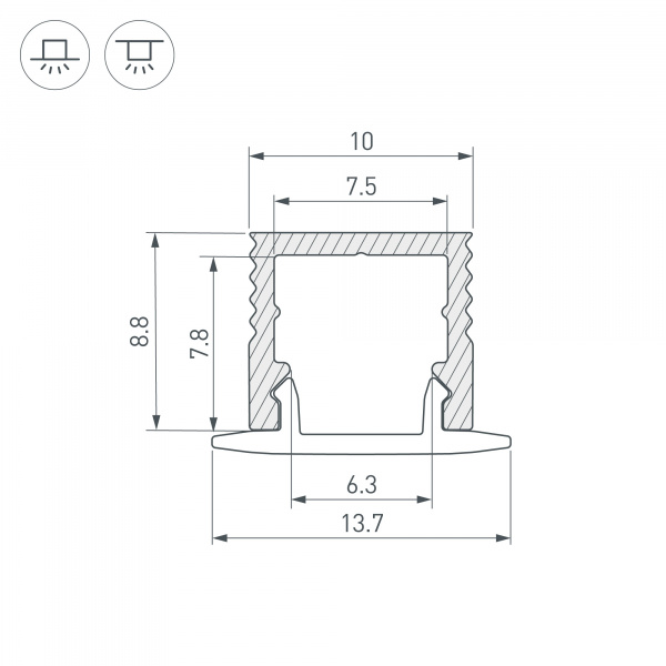 Arlight Профиль SL-MINI-10-2000 BLACK (Алюминий)