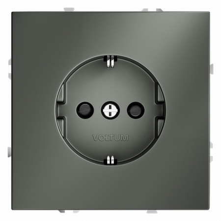 Розетка встраиваемая VOLTUM S70 с заземлением и защитными шторками, 16А, (титан)