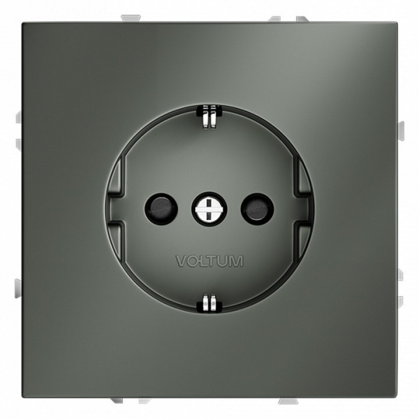Розетка встраиваемая VOLTUM S70 с заземлением и защитными шторками, 16А, (титан)