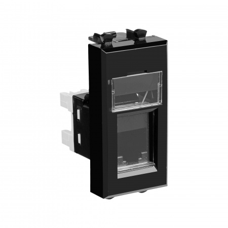 DKC Avanti Черный квадрат Розетка телефонная RJ-12 1 модуль