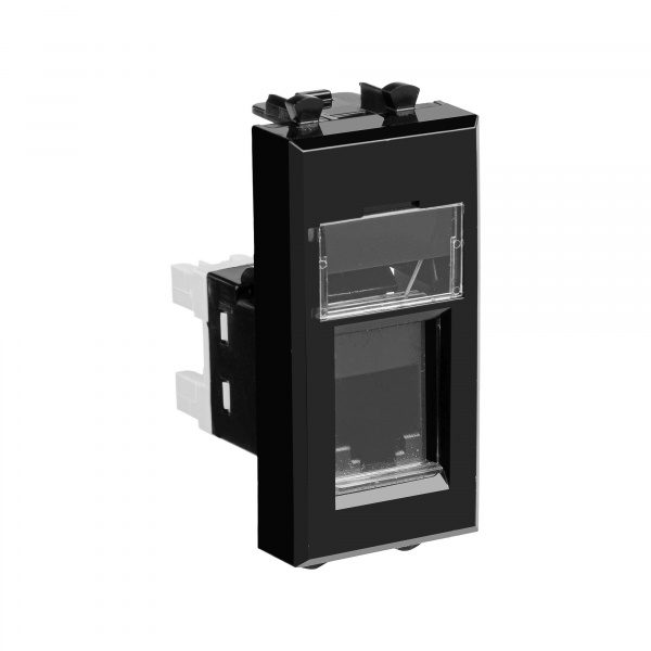 DKC Avanti Черный квадрат Розетка телефонная RJ-12 1 модуль