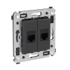 DKC Avanti Компьютерная розетка RJ-45 без шторки в стену, кат.5е двойная, Черный матовый
