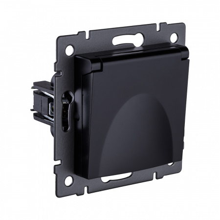 Розетка штепсельная SCHUKO 16A/250 В с крышкой, черный Kollinger REA-006BK для Aspekt, Eleganz, Reflex