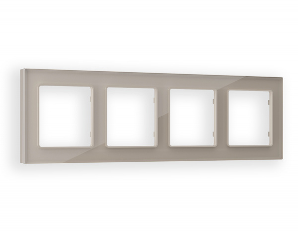 Рамка ALFA Platos (Серо-бежевый Стекло закаленное натуральное) 4-ая AF380604