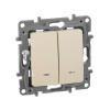 Legrand Etika Слоновая кость Выключатель 2-х клавишный с подсветкой, 10А, Винтовые клеммы