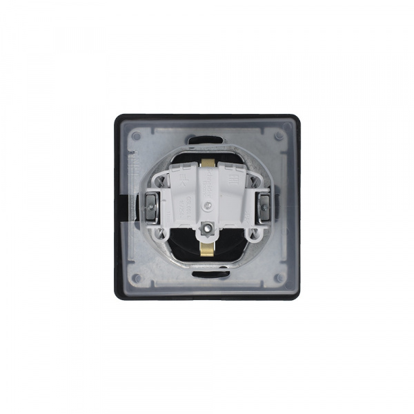 SE Glossa Антрацит Розетка с/з со шторками с крышкой, 16А, IP44 (в сборе)