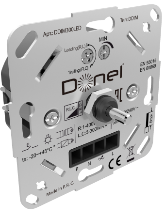 Donel Светорегулятор Triac поворотный, LED, 300 Вт., с доп. входом, серия DDIM, DDIM300LED