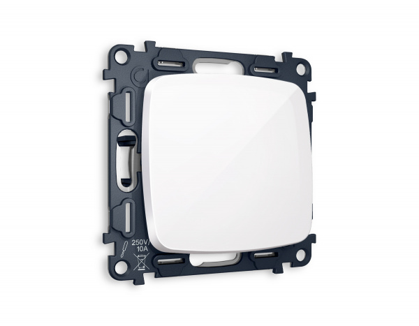 Комплект механизма 1-клавишного перекрестного выключателя OMEGA MO101030 Белый глянец QUANT