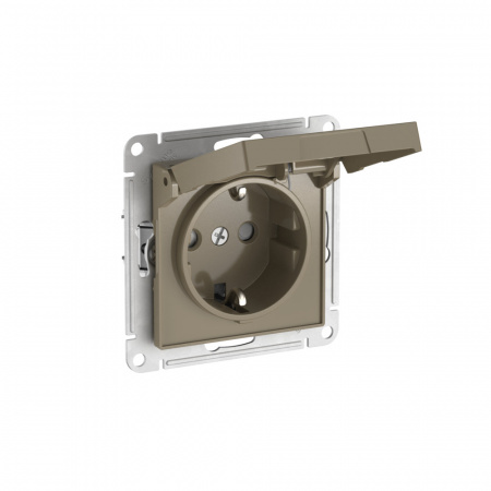 Systeme Electric AtlasDesign Шампань Розетка с заземл. со шторк. с крышкой, 16А,IP20,мех., быстрозажим. клем.