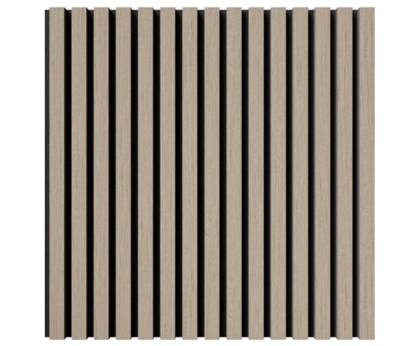 Акустическая панель, черный войлок, 600х600х21мм, рейки МДФ, шпон дуб латте бежевый Акустическая панель, черный войлок, 600х600х21мм, рейки МДФ, шпон дуб латте бежевый