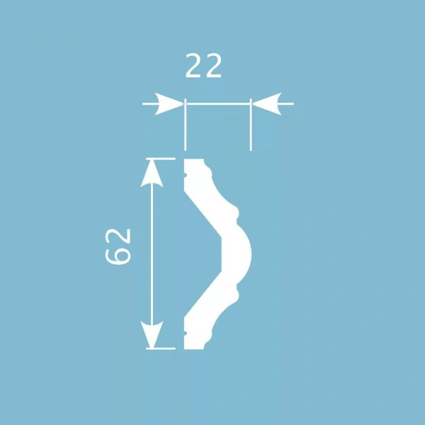 Молдинг MX022, 62х22, 2000мм, Экополимер/15