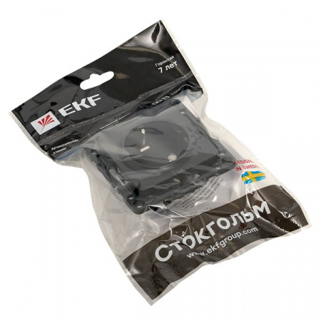 EKF PROxima Стокгольм Черный Розетка с/з, со шторками, 16А ,винт.клеммы