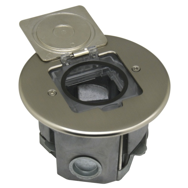 Лючок Surface 2 мод. (1 мод. 45х45 мм.), круглый, никель, IP44, (с уст. набором)