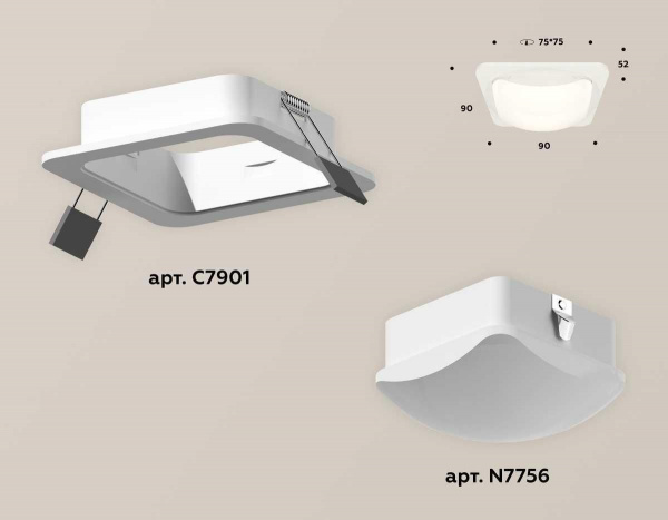 Комплект встраиваемого светильника Ambrella light Techno Spot XC (C7901, N7756) XC7901014