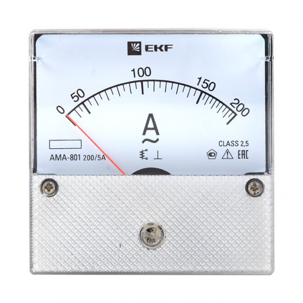 EKF PROxima Амперметр AMA-801 аналоговый на панель (80х80) круглый вырез 200А трансф. подкл.