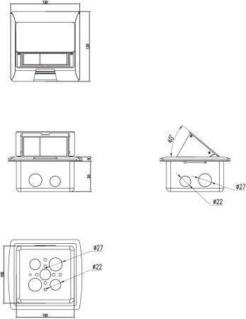 Donel Выдвижной блок Snap 3 мод. алюминий (с уст. набором)