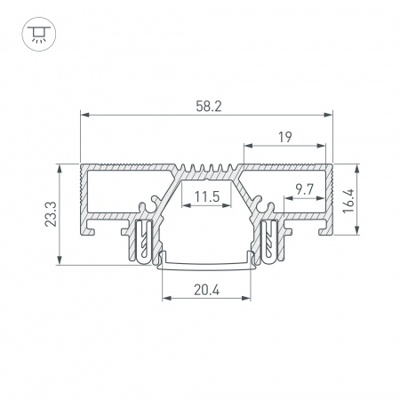 Arlight Профиль STRETCH-20-CEIL-D-CENTER-2000 BLACK (Алюминий)
