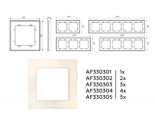 Рамка ALFA Platos (Бежевый Стекло органическое) 3-ая AF330303