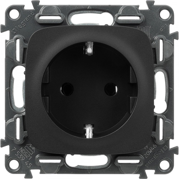 Legrand Valena ALLURE DIY Антрацит Розетка 1-ая с/з, винт.зажим